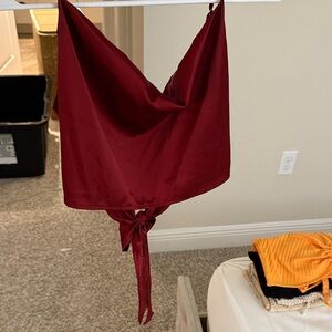 SHEIN Deep Red Tie-Front Blouse